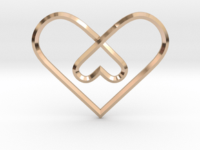2 Hearts Knot Pendant in 9K Rose Gold 