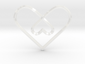 2 Hearts Knot Pendant in Clear Ultra Fine Detail Plastic