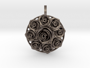 Flower Bouquet Pendant in Polished Bronzed-Silver Steel