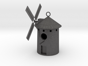 Spanish Windmill Birdhouse in Dark Gray PA12 Glass Beads