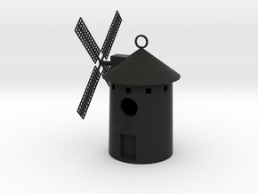Spanish Windmill Birdhouse in Black Smooth PA12