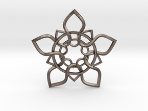 5 Petals Pendant in Polished Bronzed-Silver Steel