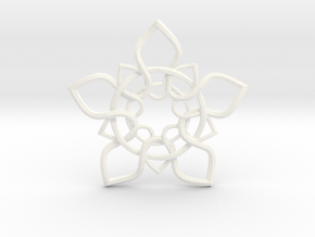 5 Petals Pendant in White Smooth Versatile Plastic