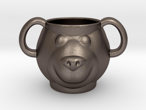 Bear Decorative Mug  in Polished Bronzed-Silver Steel