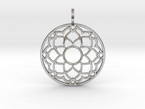 Flower Mandala Pendant in Natural Silver
