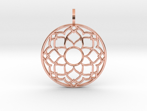 Flower Mandala Pendant in Polished Copper