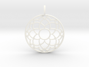Flower Mandala Pendant in White Smooth Versatile Plastic