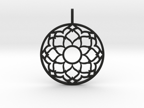 Flower Mandala Pendant in Black Smooth Versatile Plastic
