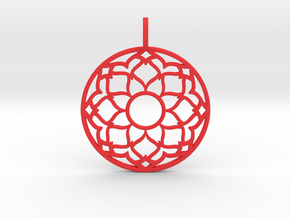 Flower Mandala Pendant in Red Smooth Versatile Plastic