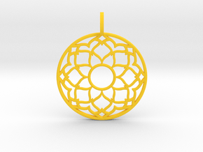 Flower Mandala Pendant in Yellow Smooth Versatile Plastic