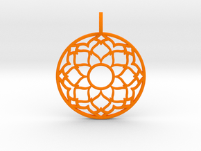 Flower Mandala Pendant in Orange Smooth Versatile Plastic