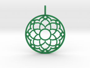 Flower Mandala Pendant in Green Smooth Versatile Plastic