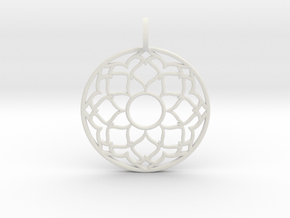Flower Mandala Pendant in White Natural TPE (SLS)