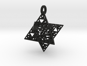 Sierpinski Merkaba Pendant in Black Smooth PA12