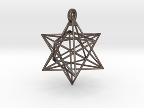 Small Stellated Dodecahedron Pendant in Polished Bronzed-Silver Steel
