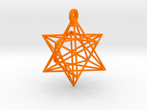 Small Stellated Dodecahedron Pendant in Orange Smooth Versatile Plastic