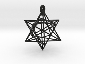 Small Stellated Dodecahedron Pendant in Black Natural TPE (SLS)