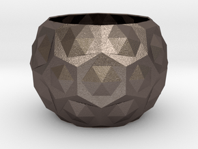 Planter in Polished Bronzed-Silver Steel