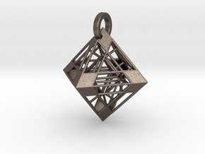 Octahedron Pendant in Polished Bronzed-Silver Steel