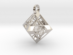 Octahedron Pendant in Rhodium Plated Brass