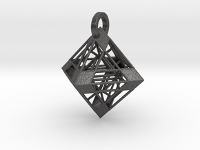 Octahedron Pendant in Dark Gray PA12 Glass Beads
