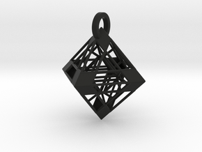 Octahedron Pendant in Black Smooth Versatile Plastic