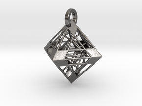 Octahedron Pendant in Processed Stainless Steel 17-4PH (BJT)