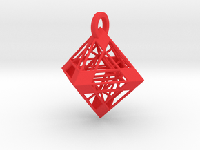 Octahedron Pendant in Red Smooth Versatile Plastic