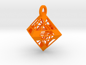 Octahedron Pendant in Orange Smooth Versatile Plastic
