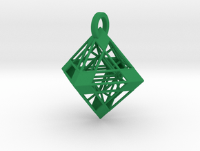 Octahedron Pendant in Green Smooth Versatile Plastic