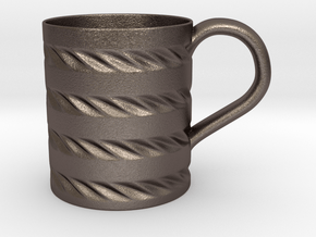 Decorative Mug in Polished Bronzed-Silver Steel
