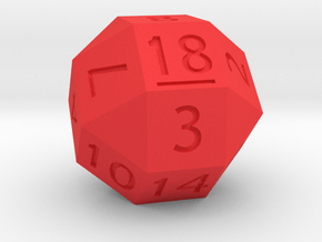 d18 Rhombicuboctahedron in Red Processed Versatile Plastic