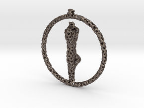 yogapose pendant/earring in Polished Bronzed-Silver Steel