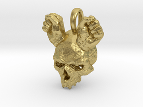 Skull Mouse Pendant in Natural Brass