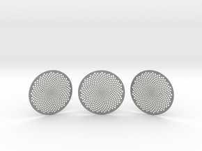 3 Fibonacci Coasters in Gray PA12 Glass Beads