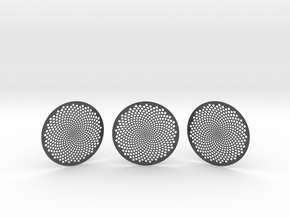 3 Fibonacci Coasters in Dark Gray PA12 Glass Beads
