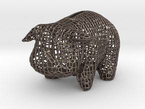 Wire Piggy Bank in Polished Bronzed-Silver Steel