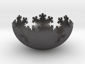 L-System Fractal Bowl in Dark Gray PA12 Glass Beads