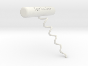 Corkscrew with own text in White Natural Versatile Plastic