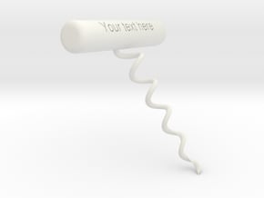 Corkscrew with own text in White Natural Versatile Plastic