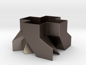 Sq. Planter (Downloadable) in Polished Bronzed-Silver Steel