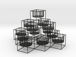 Pyramid Tealights Holder in Black Smooth PA12