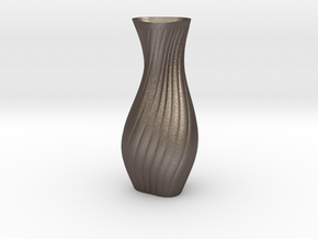 Hips Vase in Polished Bronzed-Silver Steel