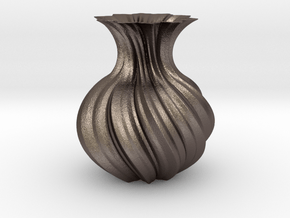 Vase 260 in Polished Bronzed-Silver Steel