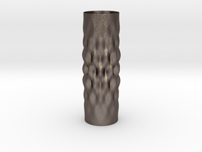 Surcos Vase in Polished Bronzed-Silver Steel
