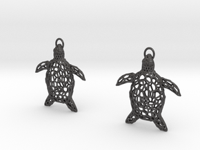 Turtle Earrings in Dark Gray PA12 Glass Beads