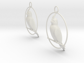 Cockatiel Earrings in White Natural Versatile Plastic