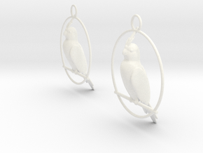 Cockatiel Earrings in White Smooth Versatile Plastic