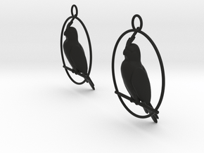 Cockatiel Earrings in Black Smooth Versatile Plastic