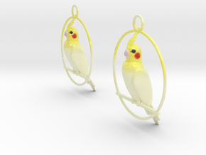 Cockatiel Earrings in Smooth Full Color Nylon 12 (MJF)